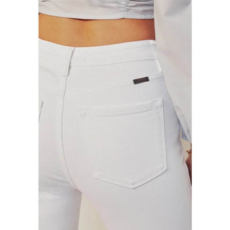 HIGH RISE ANKLE SKINNY WHITE JEANS