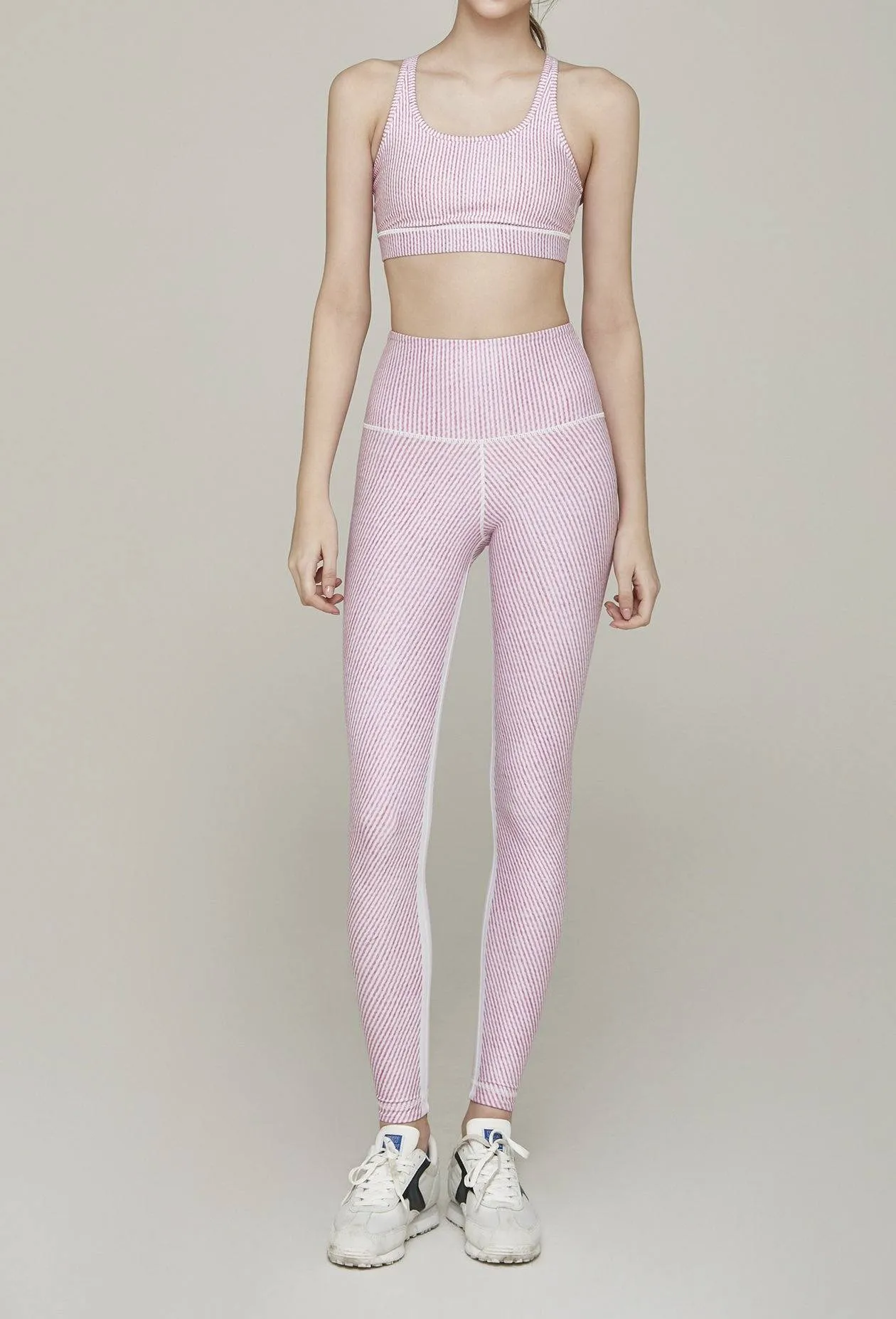 High-Waist Reversible Legging Pink Derby Stripe