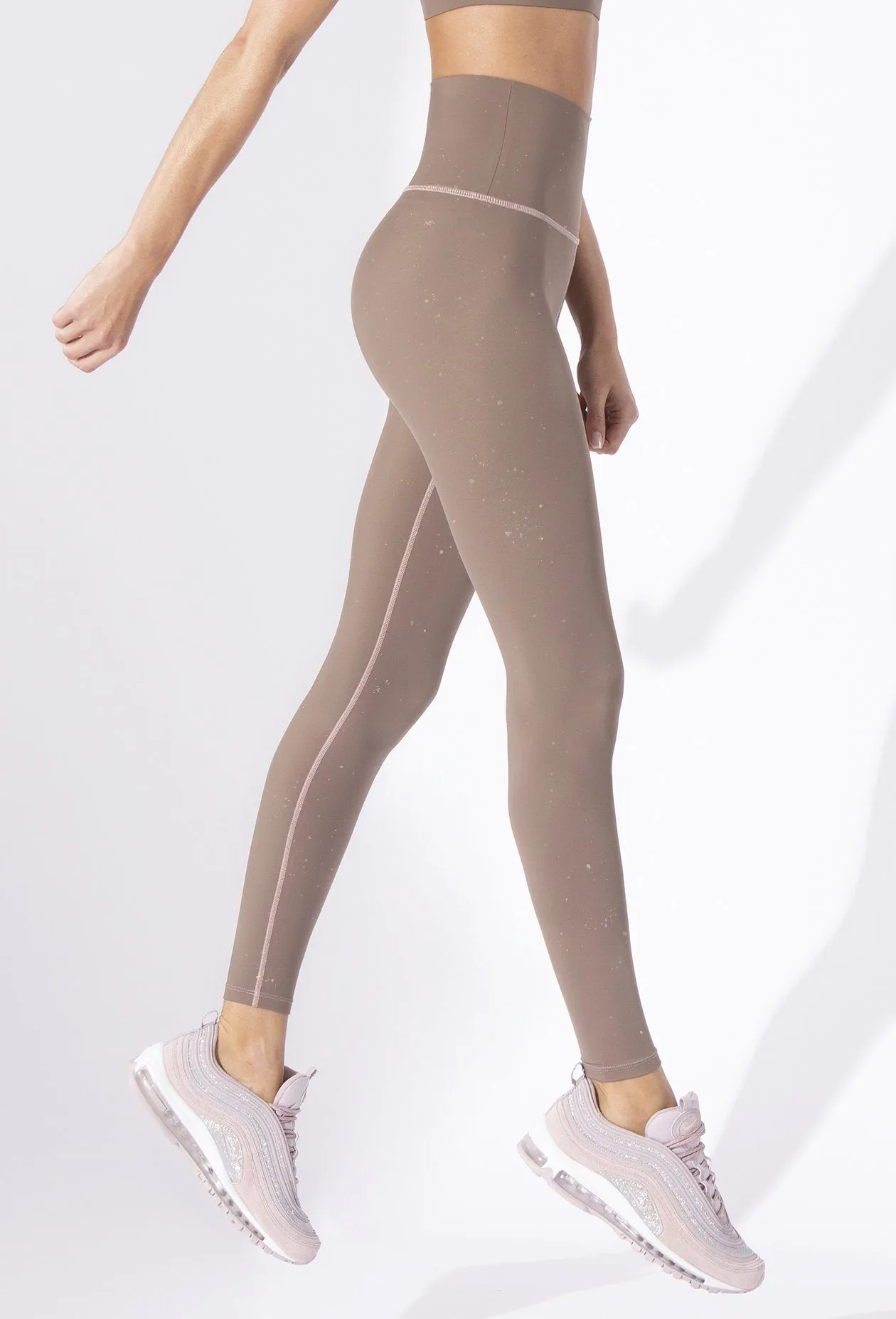 High Waisted Leggings Sandstorm With Gold Freckles