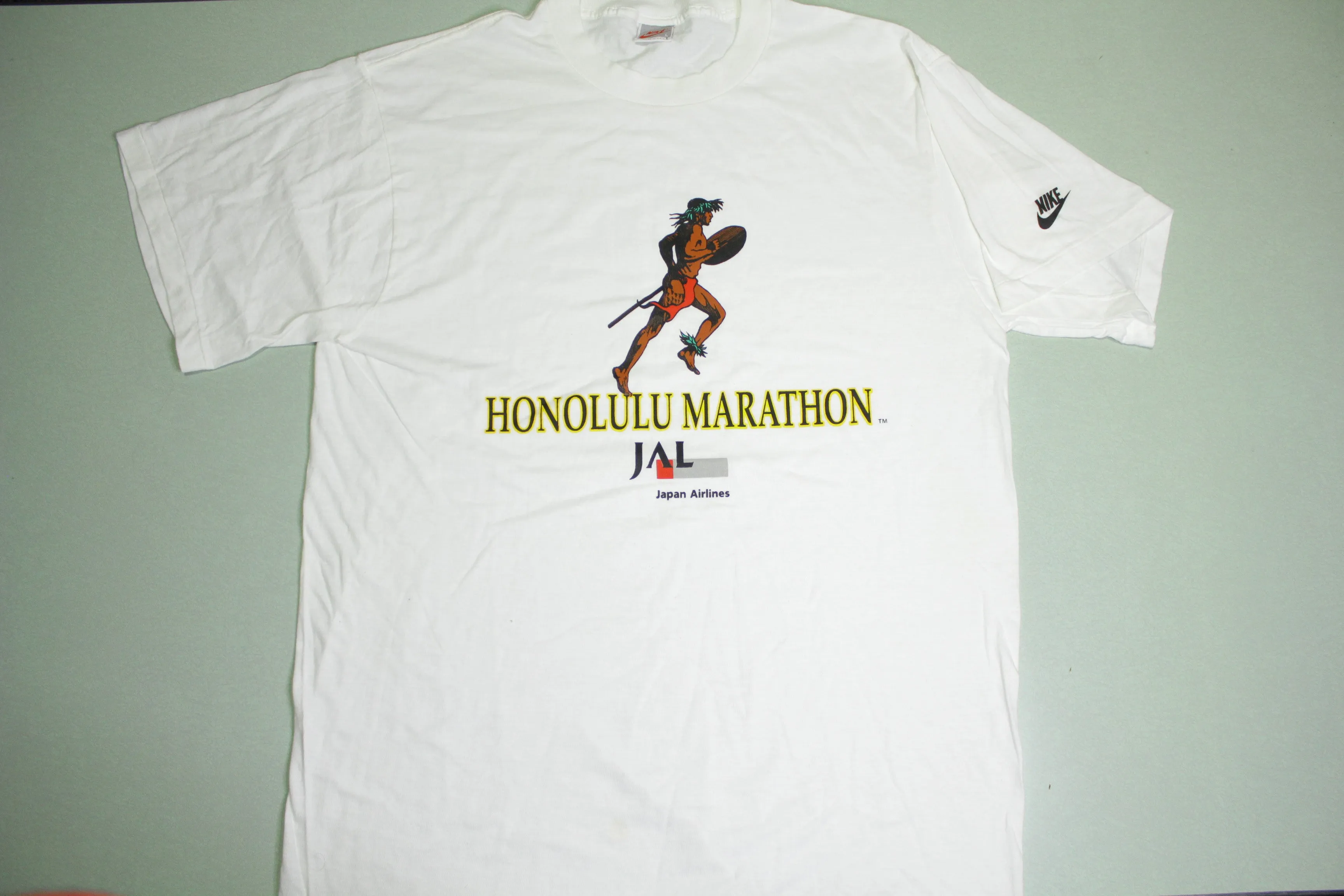 Honolulu Marathon Hawaii Japan Airlines JAL Vintage 90's Nike Grey Tag USA T-Shirt