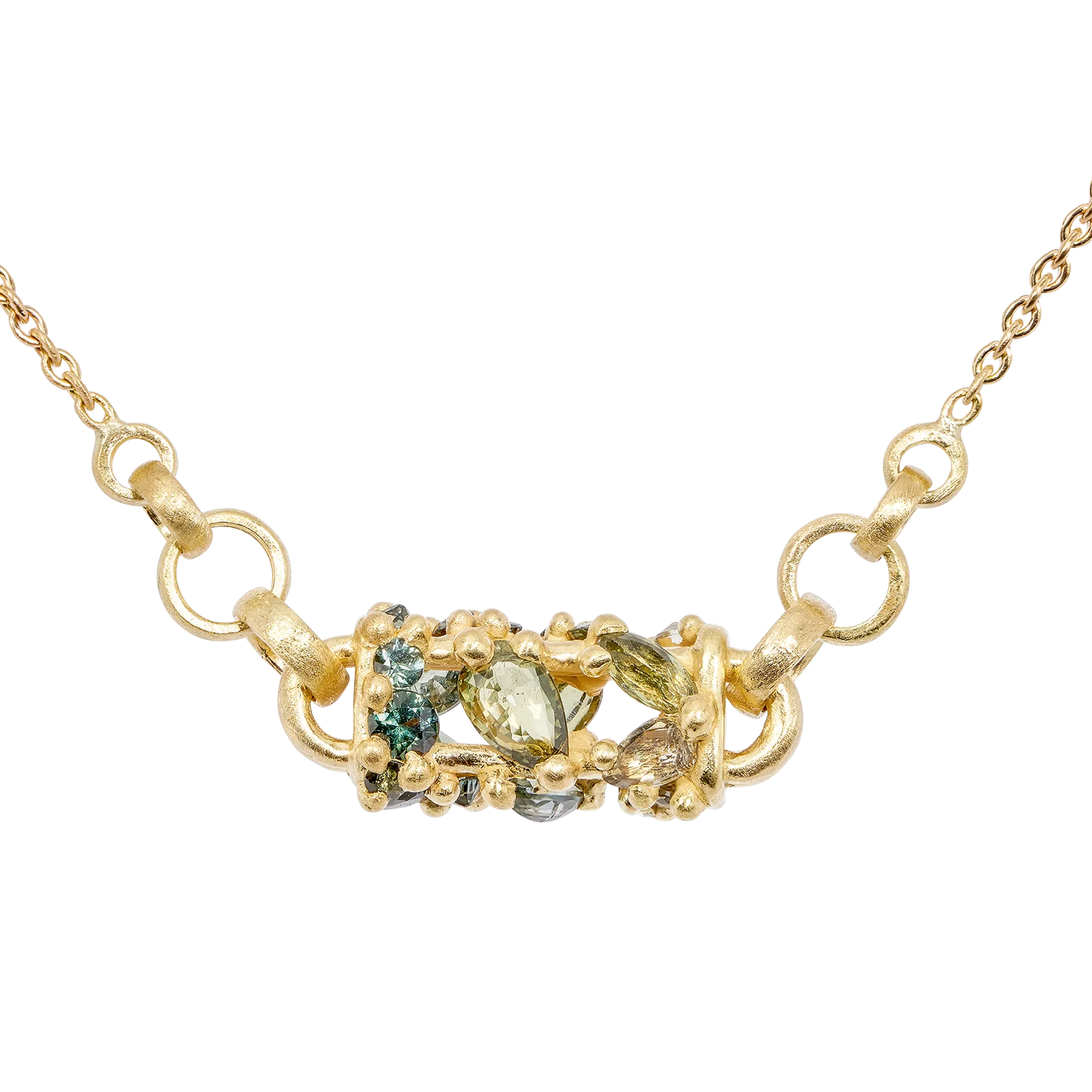 Horizontal Green Fontaine Necklace - 11692