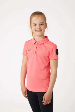 Horze Denise Kids Functional Short Sleeve Polo (Pink)