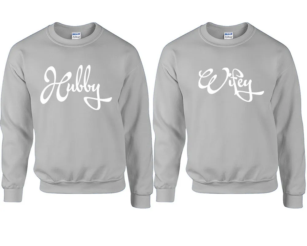 Hubby Wifey Couple Matching Crewneck Sweaters