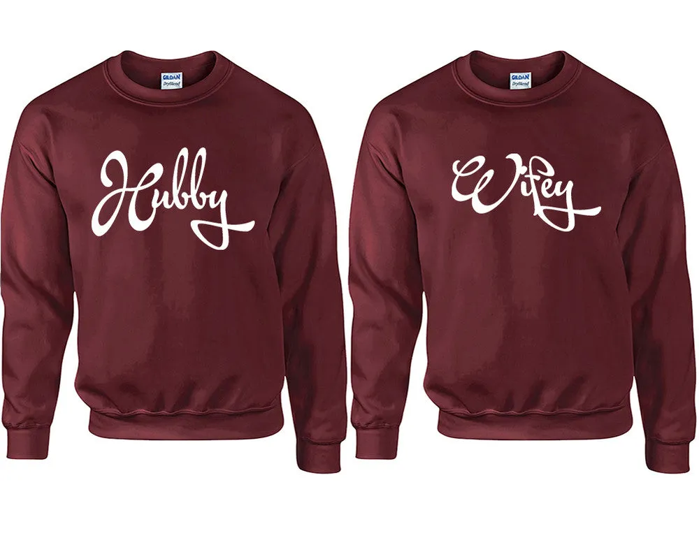 Hubby Wifey Couple Matching Crewneck Sweaters