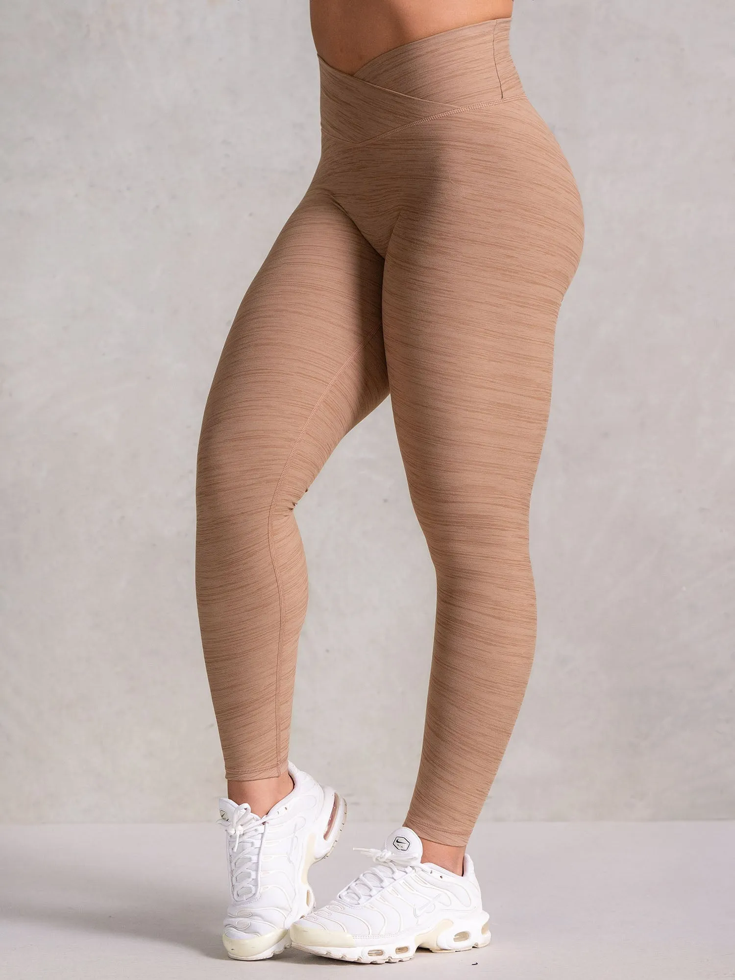 Icon Cross Over Scrunch Leggings - Mocha Marl