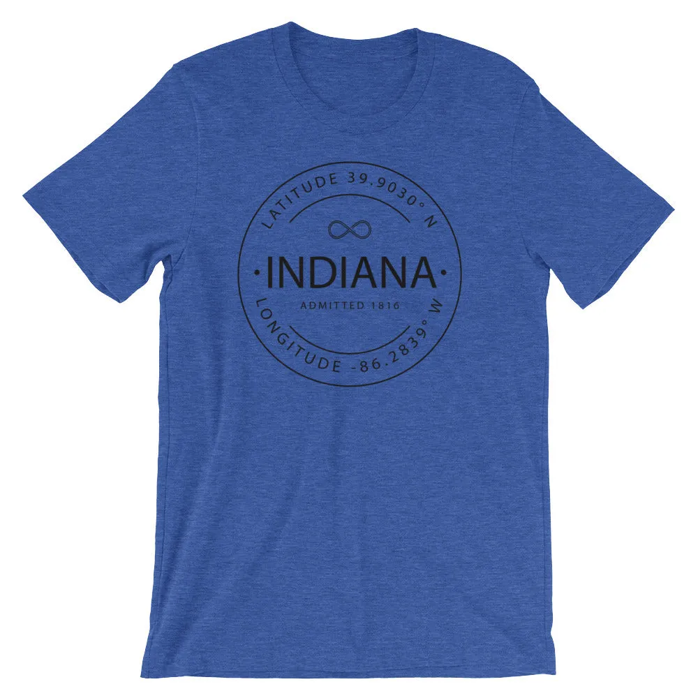 Indiana - Short-Sleeve Unisex T-Shirt - Latitude & Longitude