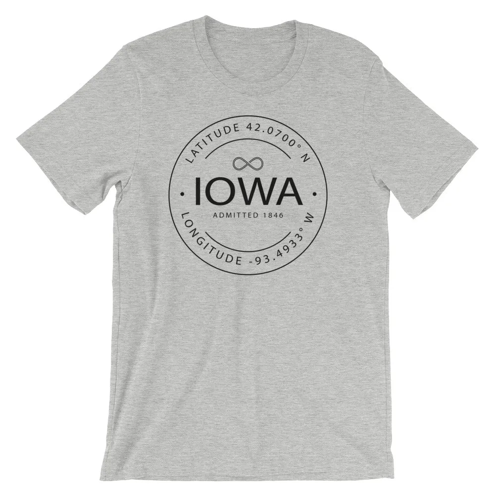 Iowa - Short-Sleeve Unisex T-Shirt - Latitude & Longitude