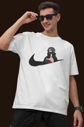 Itachi Uchiha Graphic Printed White Oversized T shirt