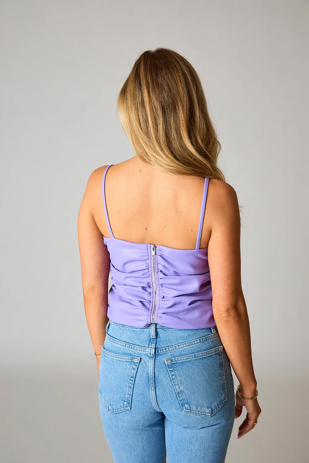 Jolee Vegan Leather Tank Top - Lilac