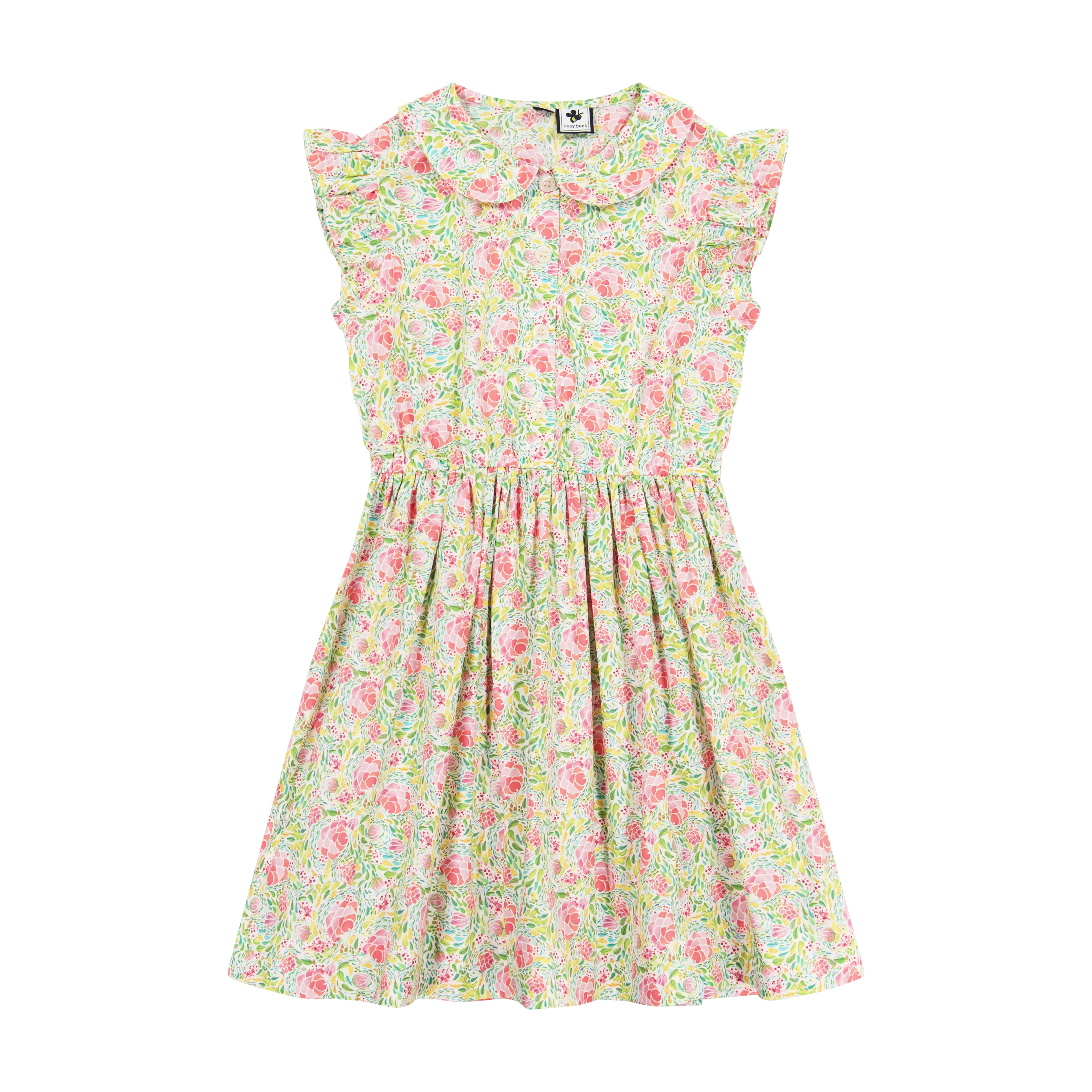 Juniper Button Front Dress Rose Garden