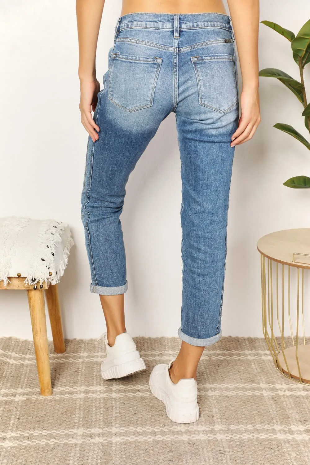 Kancan Mid Rise Slim Boyfriend Jeans