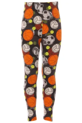 Kid's Colorful Sports Theme Pattern Printed Leggings