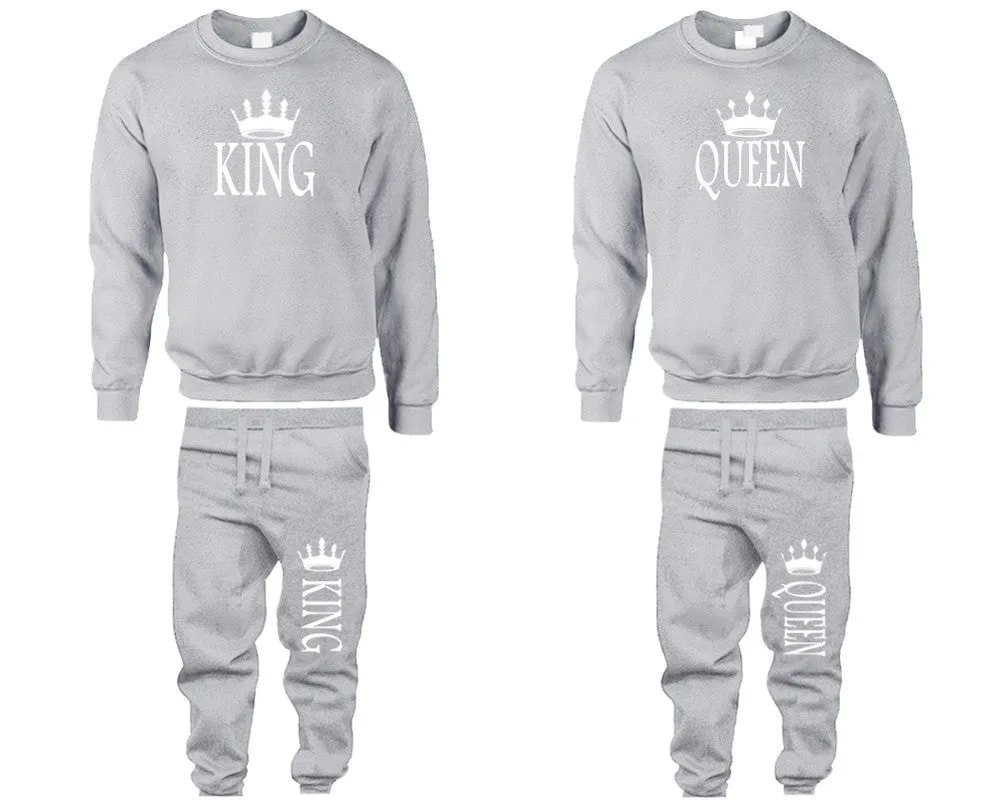 King Queen Couple Matching Top Bottom Set Sweaters and Jogger Pants