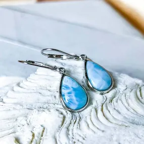 Larimar Teardrop Lever Back Earrings