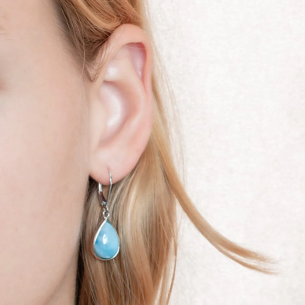 Larimar Teardrop Lever Back Earrings