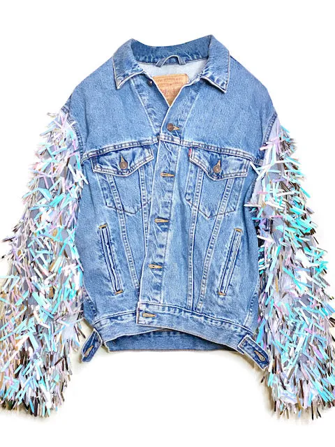 LEVIS White Fringe Sequin Jacket