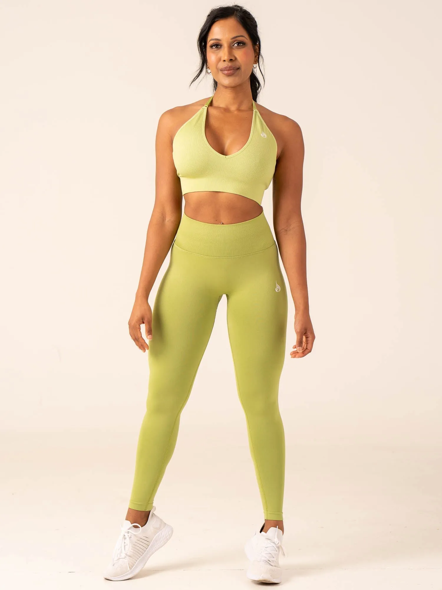 Lift Rib Seamless Halter Sports Bra - Olive