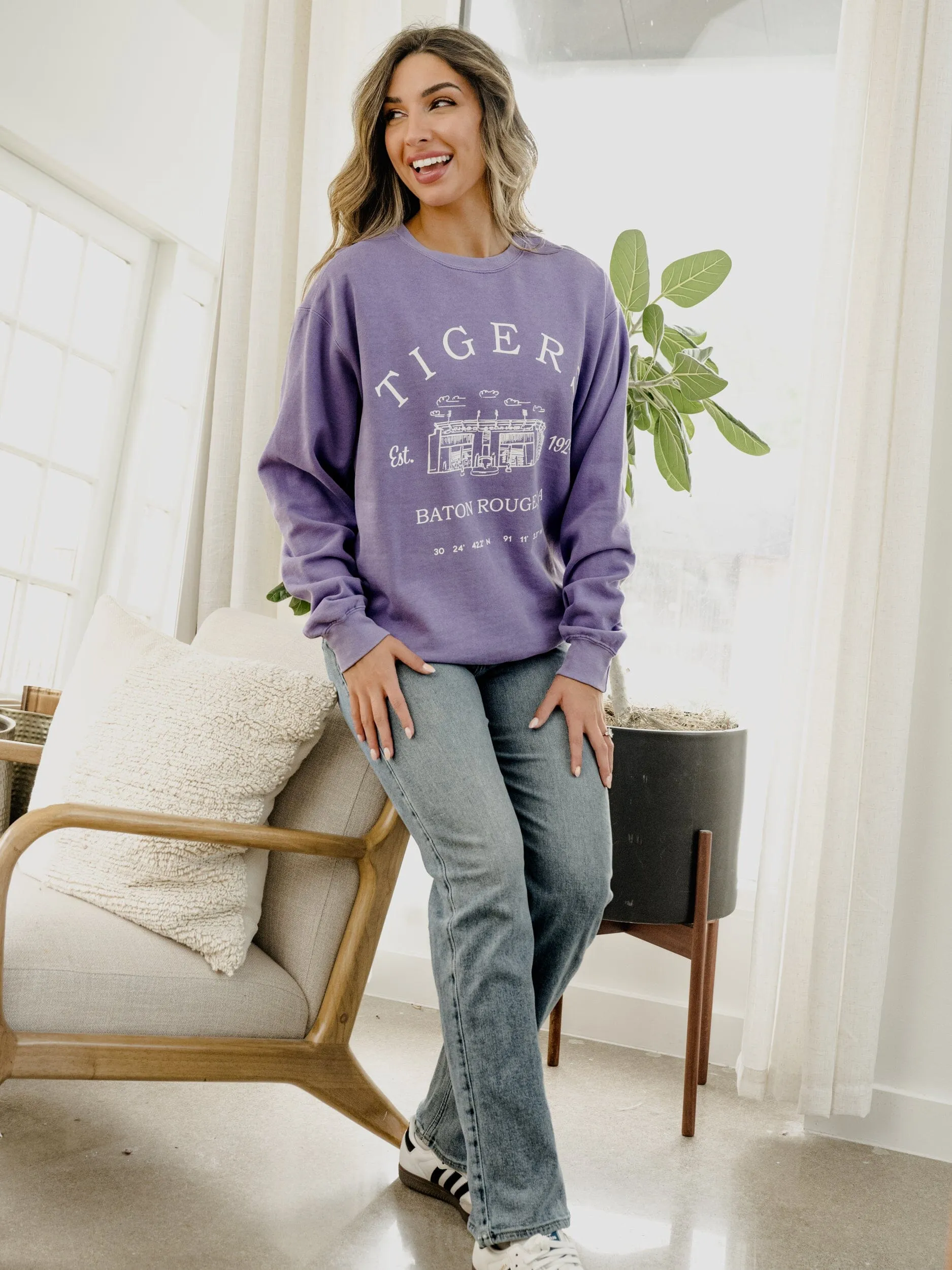 LSU Tigers Stadium Coordinates Orchid Sweatshirt