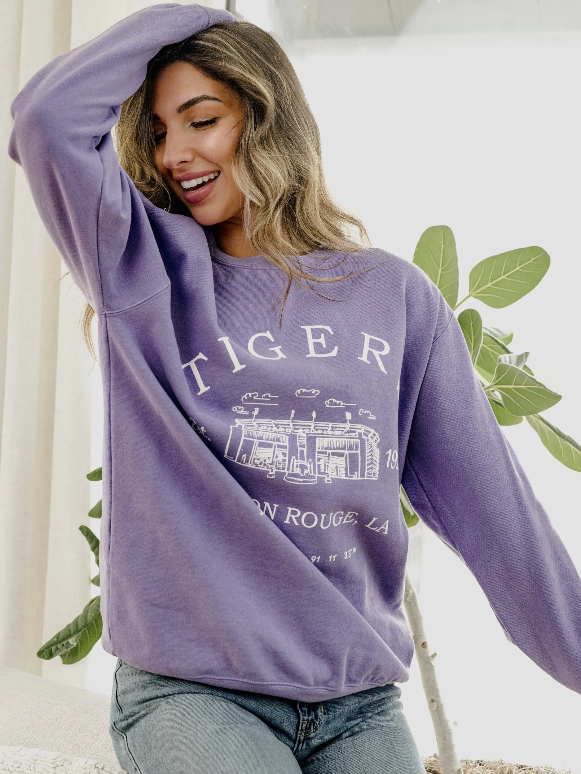 LSU Tigers Stadium Coordinates Orchid Sweatshirt