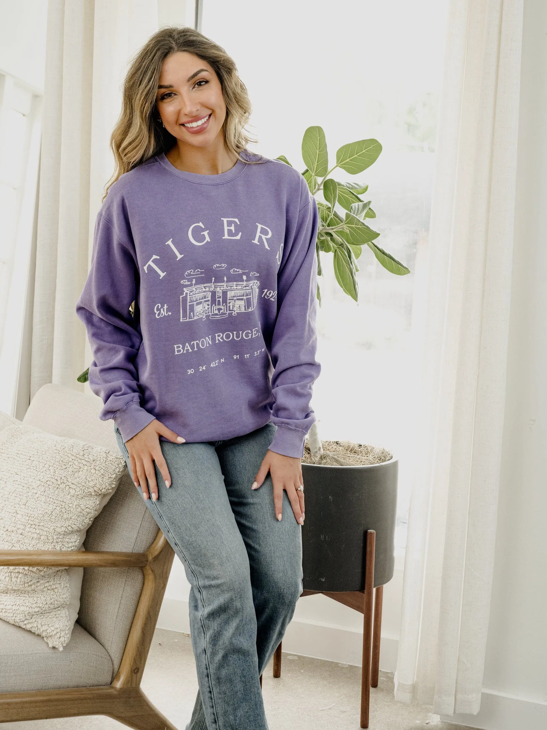 LSU Tigers Stadium Coordinates Orchid Sweatshirt