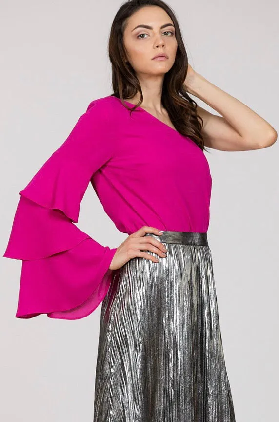 Magenta One Shoulder Blouse