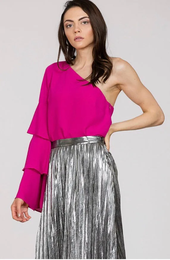 Magenta One Shoulder Blouse