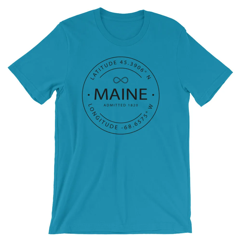 Maine - Short-Sleeve Unisex T-Shirt - Latitude & Longitude