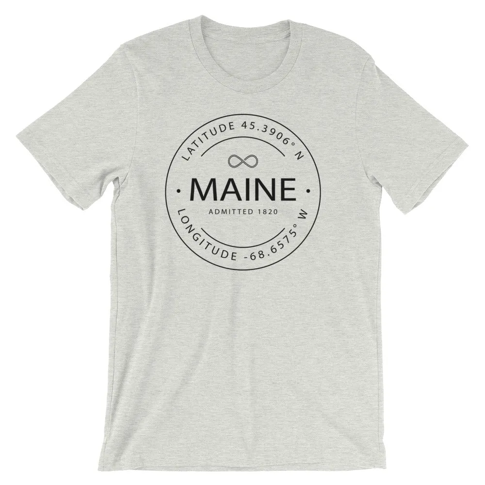 Maine - Short-Sleeve Unisex T-Shirt - Latitude & Longitude