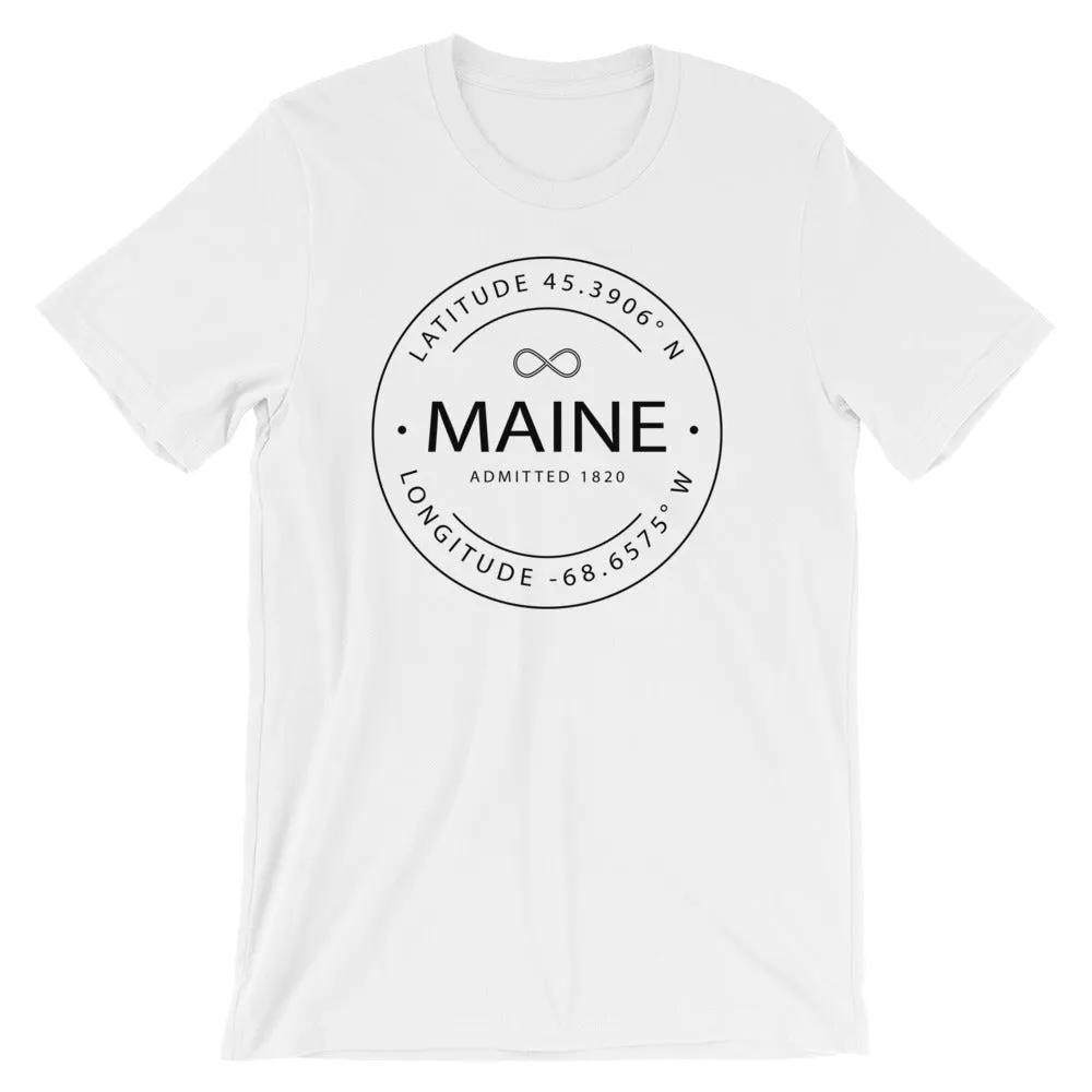 Maine - Short-Sleeve Unisex T-Shirt - Latitude & Longitude