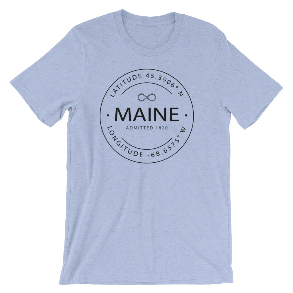 Maine - Short-Sleeve Unisex T-Shirt - Latitude & Longitude