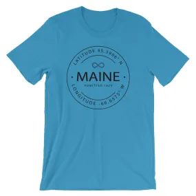 Maine - Short-Sleeve Unisex T-Shirt - Latitude & Longitude