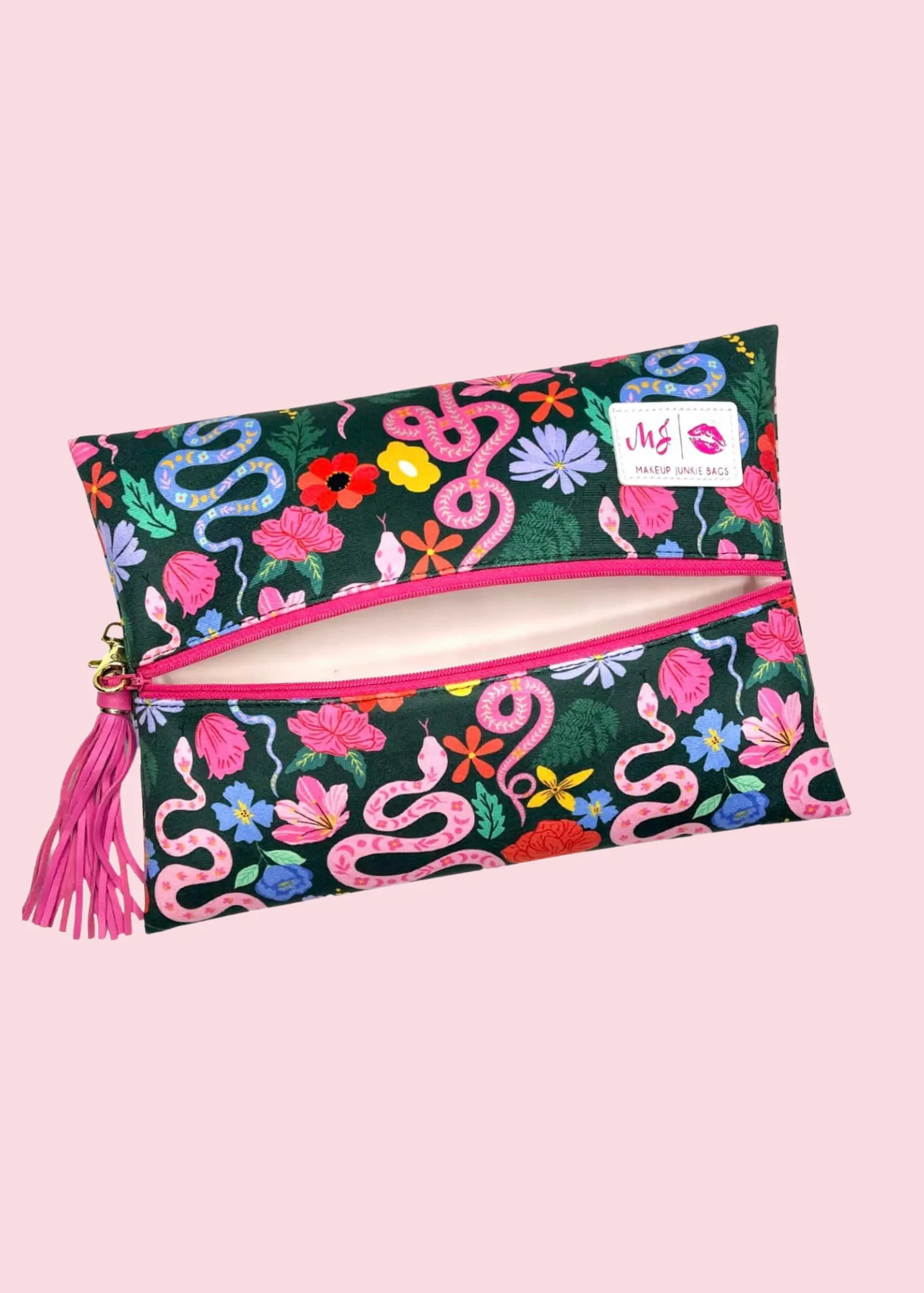 Makeup Junkie Bags - Floral Snake Flat Lay [Pre-Order]