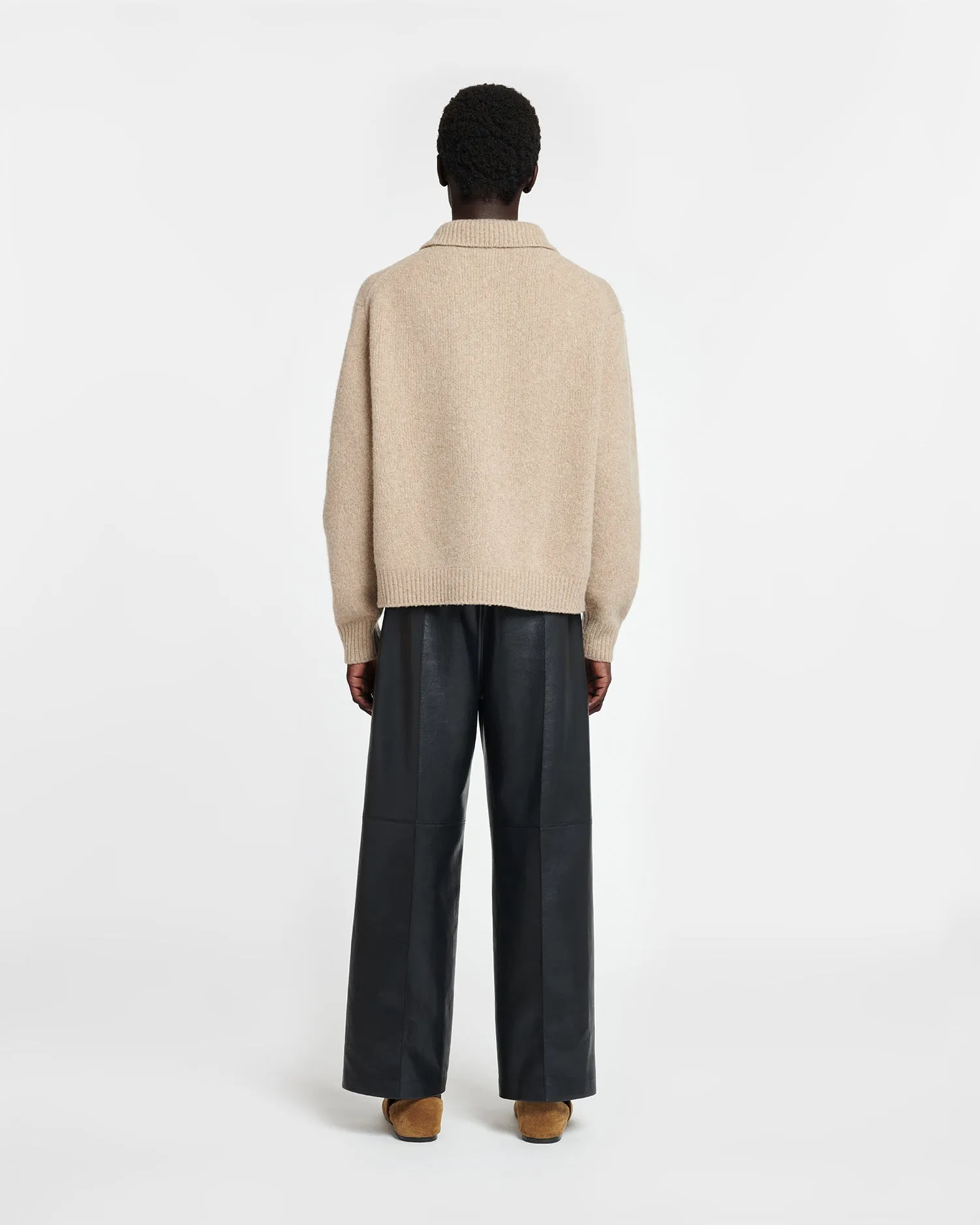 Manas - Brushed Merino Polo Sweater - Oatmeal