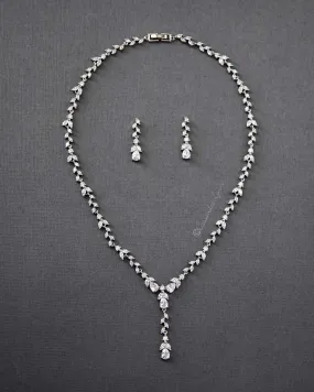 Marquise Vine and Pear Drop CZ Necklace Set