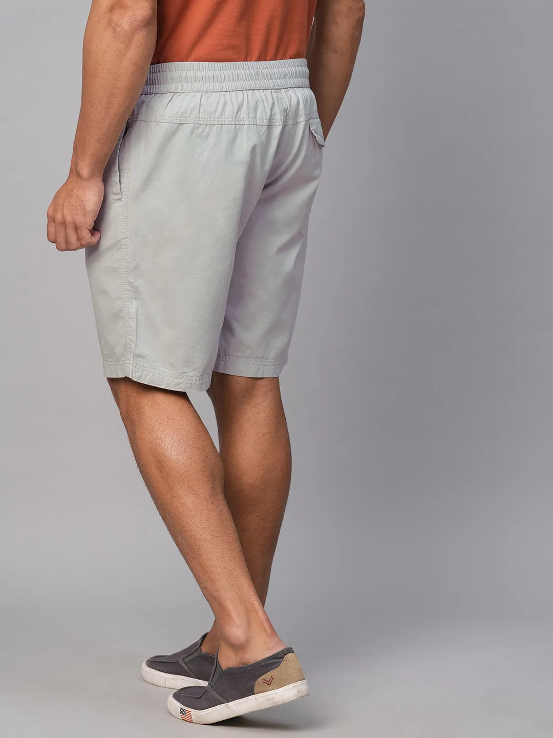 Men's Light Grey Cotton  Regular Fit Shorts