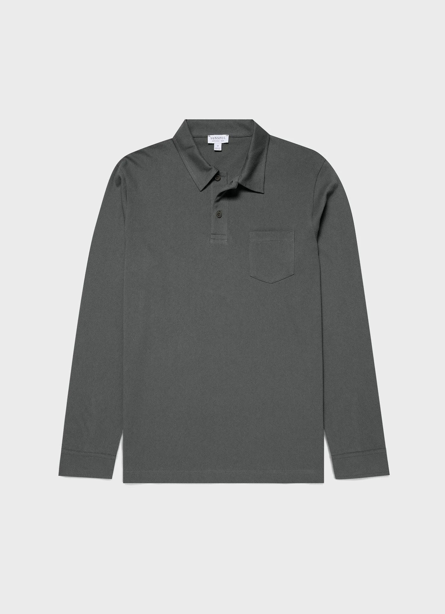 Men's Long Sleeve Riviera Polo Shirt in Drill Green