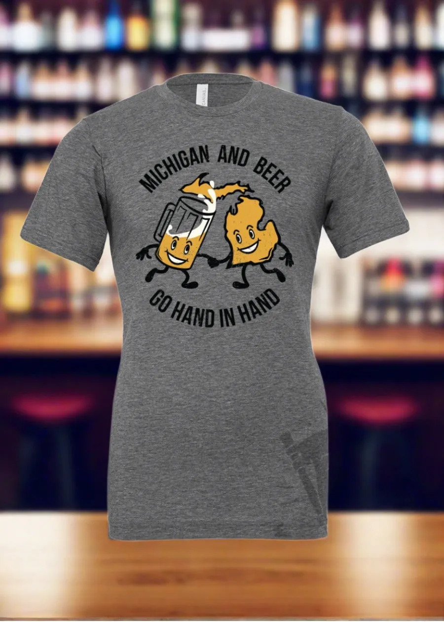 Michigan & Beer Go Hand In Hand Unisex T-Shirt | Tee See Tee Exclusive