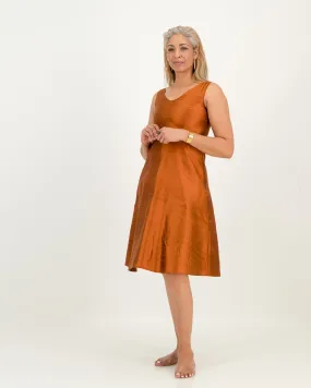 mila silk dress - rust