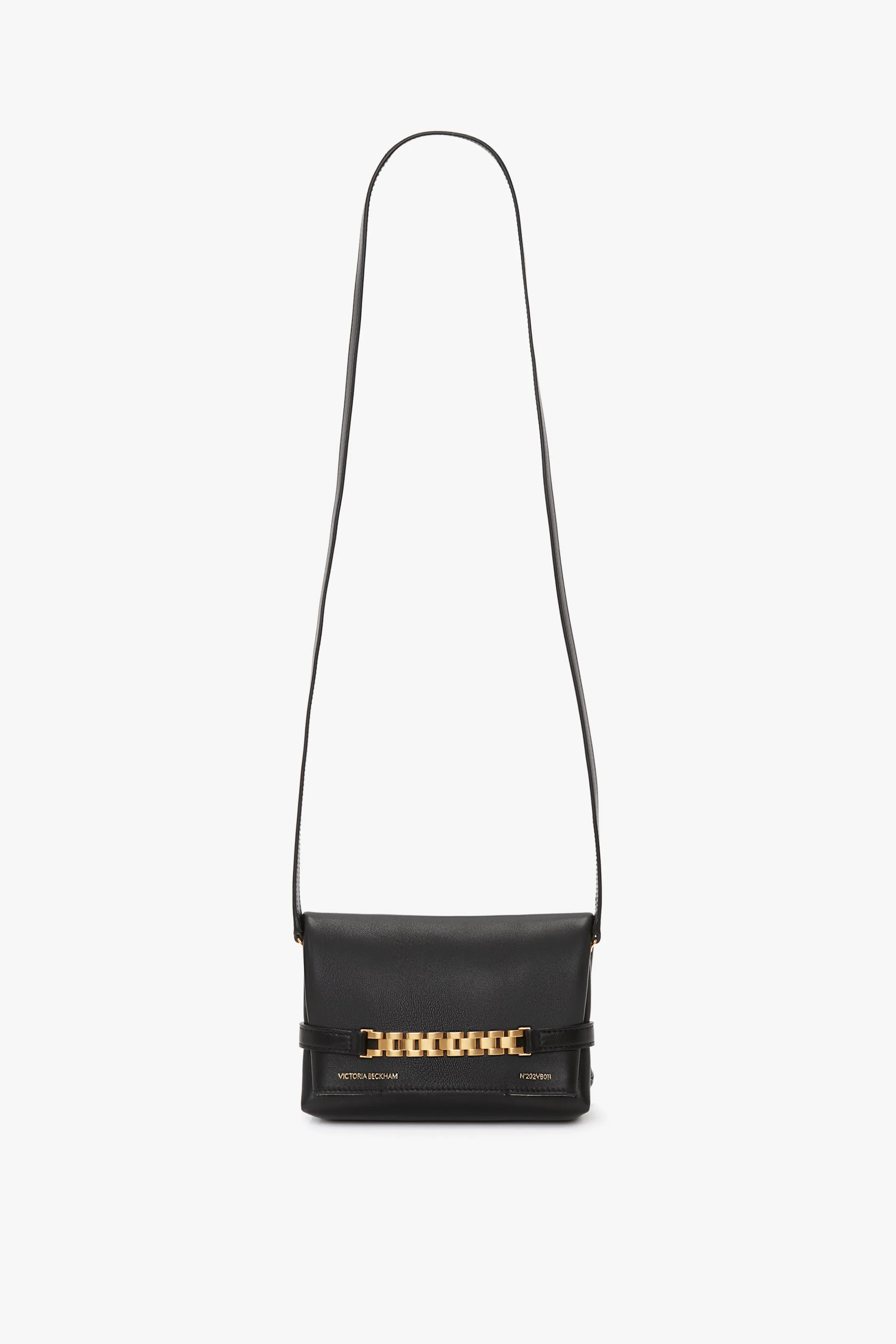 Mini Chain Pouch Bag With Long Strap In Black Leather