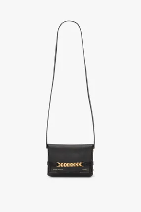 Mini Chain Pouch Bag With Long Strap In Black Leather