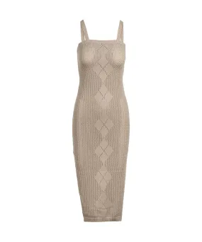 Modal Cashmere Argyle Pointelle Midi Dress