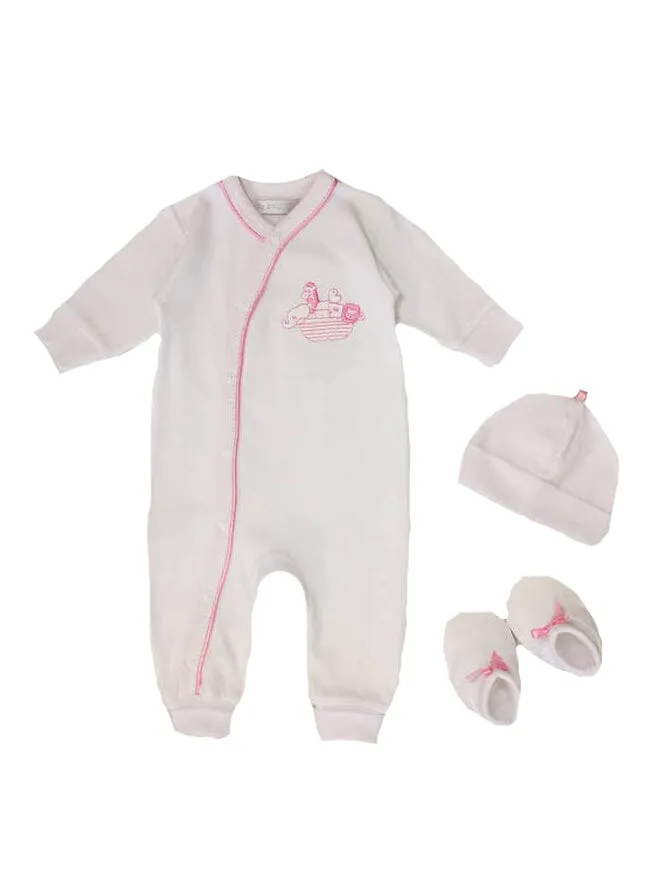 Noah's Ark Layette Babygrow, Hat & Booties Set