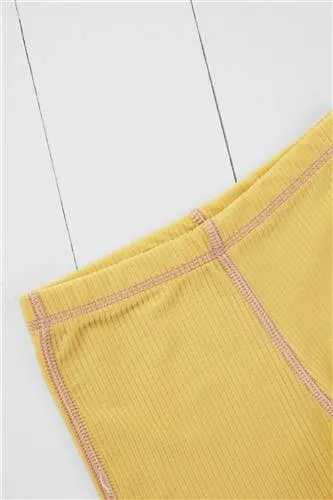 Ochre Ribbed Kids Shortie Swim Shorts