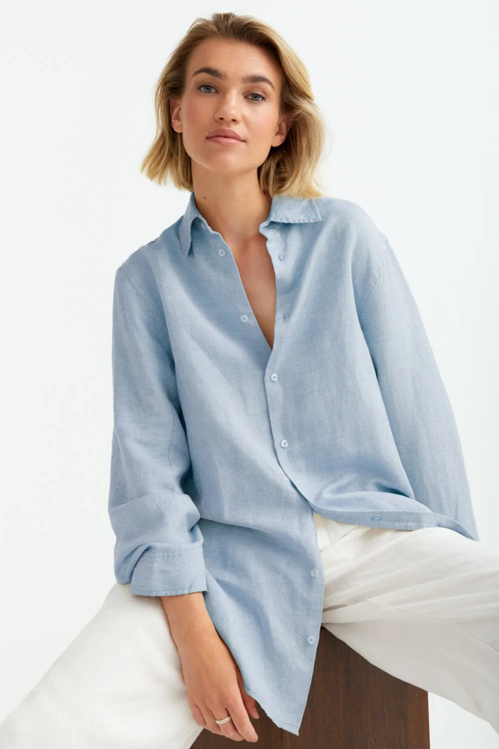 Oversized Straight Fit Linen Shirt