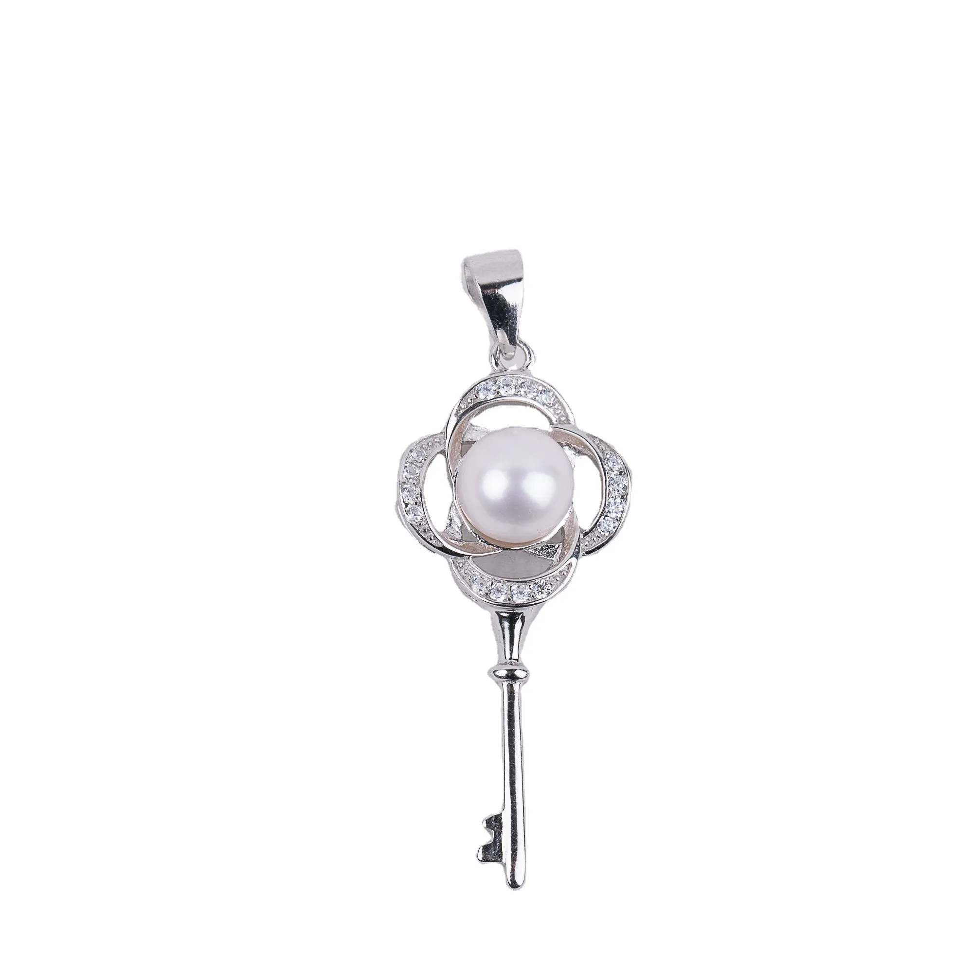 P030532 DIY 8-11mm Natural Freshwater pearl pendant accessory 925 sterling silver engagement jewelry necklace for women