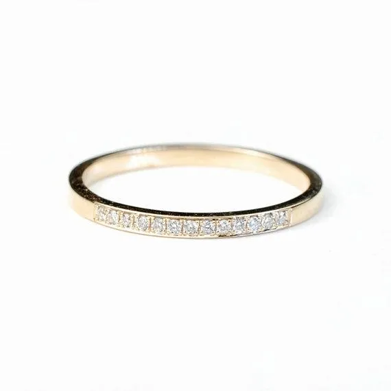 Pave Diamond Band - White Gold, Size 6.5 - 6.75