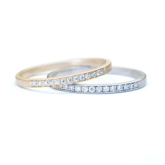 Pave Diamond Band - White Gold, Size 6.5 - 6.75