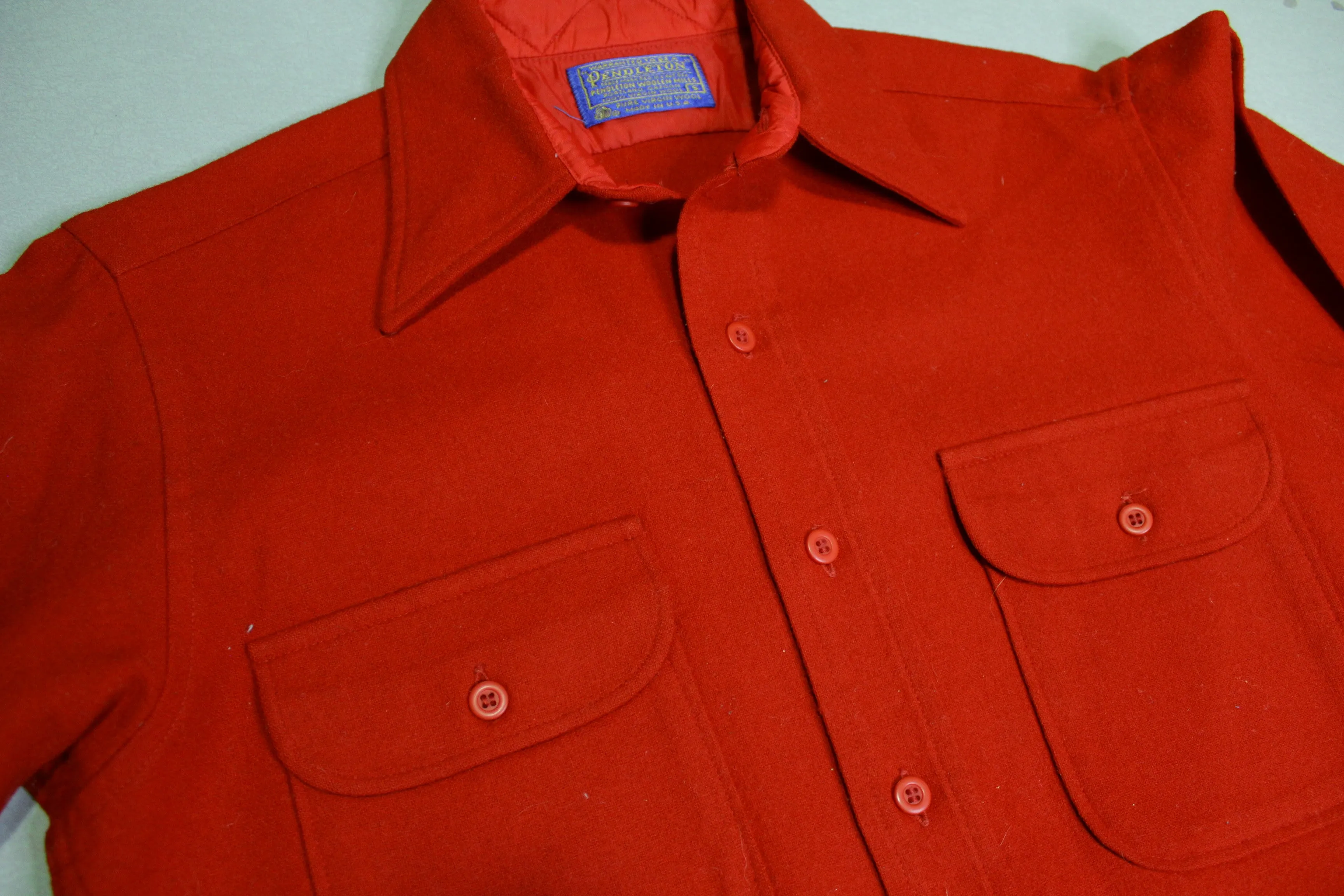 Pendleton Pure Virgin Wool Made in USA Vintage Fire Engine Red Flannel Button Up Shirt