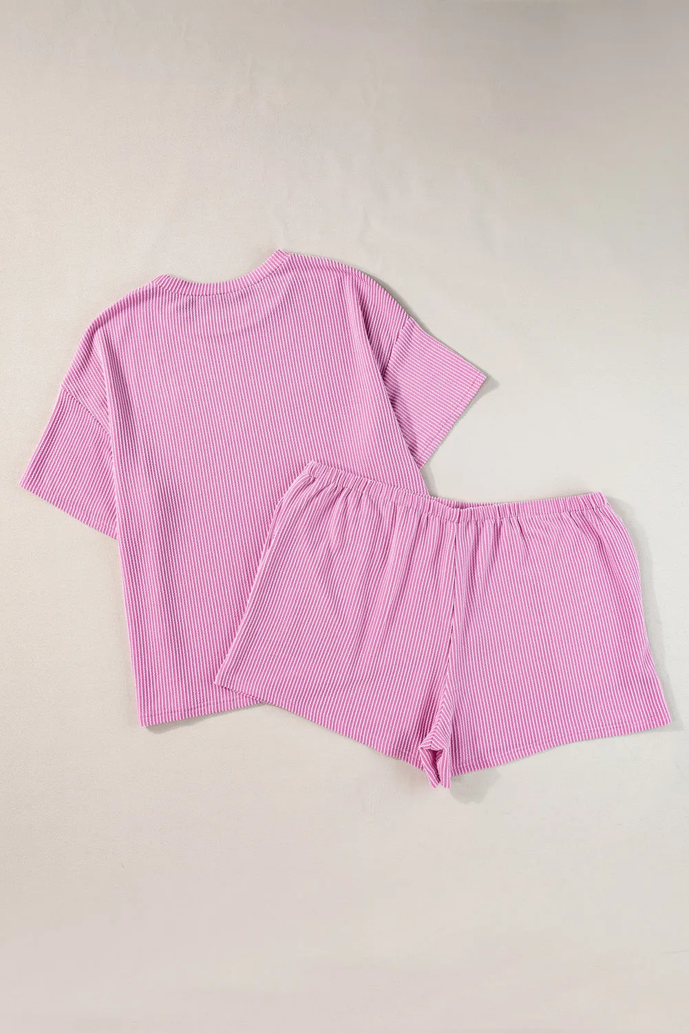 Phalaenopsis Ribbed Knit T Shirt and Shorts Plus Size Lounge Set