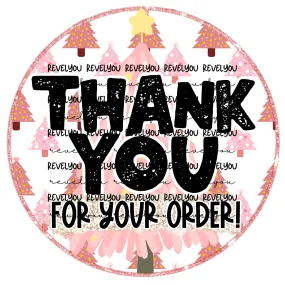 Pink Tree Thank You Sticker Digital